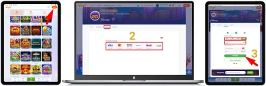 Proces wpłaty w kasynie V.Vegas