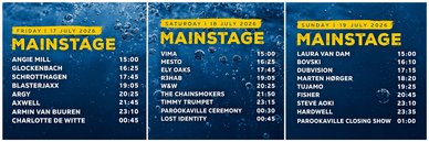 Parookaville 2026 Mainstage Lineup – Timetable für Freitag 17. Juli, Samstag 18. Juli und Sonntag 19. Juli mit Armin van Buuren, Axwell, The Chainsmokers, Hardwell, Steve Aoki, Fisher und anderen