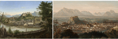 Der Mönchsberg auf einem historischen Salzburger Bild