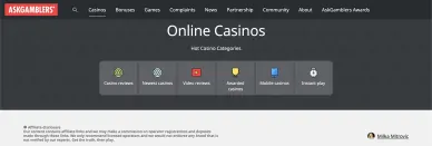 Sekcja kasyna online na askgamblers.com