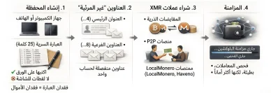 إنفوجرافيك يوضح خطوات إنشاء محفظة مونيرو XMR وشراء العملات
