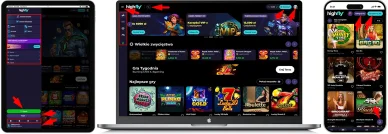 Nawigacja kasyna HighFlyBet online Układ strony i nawigacja