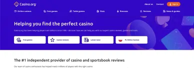 Sekcja recenzji kasyn na portalu Casino.org