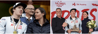 Raphael Haaser gemeinsam mit seiner Familie (Eltern und Schwester Ricarda)