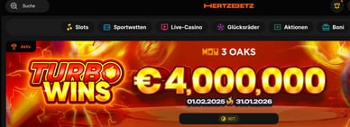 3 Oaks Turbo Wins-Turnier im Hertzbetz Online Casino