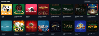 Jogos de mesa no casino Winorio