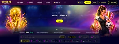 Página inicial da SlotoroCasino oficial plataforma com o lobby de jogos em portugues