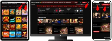 Układ strony i nawigacja w God of Casino online casino