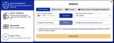 Registo na Sapphire Bet