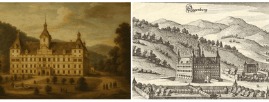 Schloss Eggenberg - auf alten Zeichnungen festgehalten