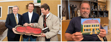 Arnold Schwarzenegger vor dem ihm gewidmeten Museum