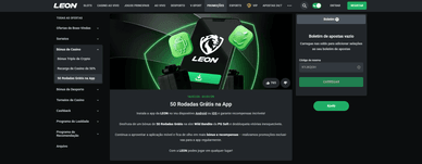 Descarregue a aplicação LeonCasino e aproveite as 50 giros grátis