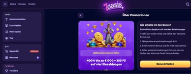7Oasis Casino DE 400% Bonus