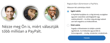 regisztráció PayPal