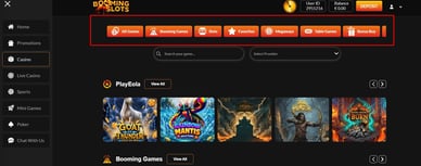 Glücksspiele im Booming Slots Casino
