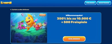 Spinfin Online Casino Bonus 350%