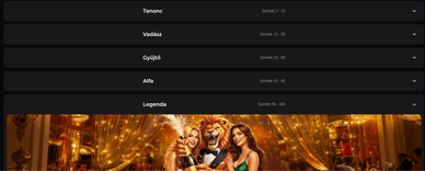 Wild Chance VIP szintek és hűségjutalmak