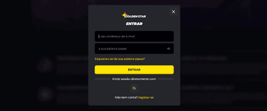 Golden-Star Online Casino pede email e palavra-passe para entrar