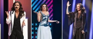 Filomena Cautela em três looks diferentes no palco de programas de televisão e no Festival da Canção
