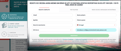 Registo no Casino 22bet Online