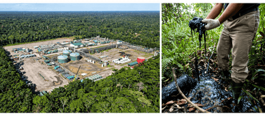 Ölanlage und Rohöl im Amazonasgebiet Ecuadors