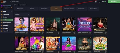 Live-Spiele im Slotozen Casino
