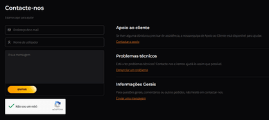 Wild Chance log in para contactar o apoio ao cliente