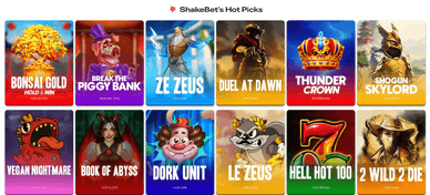 Slots im Casino Shakebet