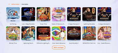Live-Spiele im V.Vegas Casino