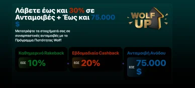 Πρόγραμμα VIP του διαδικτυακού καζίνο Wolf Wolf casino Vip program
