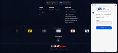 Serviço de apoio ao cliente do Rol Casino para jogadores de Portugal