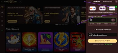 Online-Casino VinciSpin mit Paysafecard