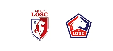 Ancien et nouveau blason du LOSC — évolution du logo du Lille Olympique Sporting Club.
