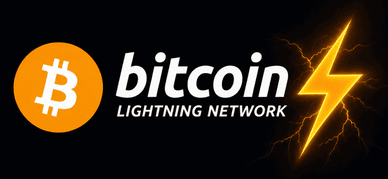 Λογότυπο Bitcoin με φωτεινό κεραυνό Bitcoin Lightning Network λογότυπο