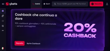 Come funziona il cashback su Ybets Sezione cashback di Ybets con bonus del 10% giornaliero e 10% settimanale