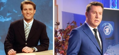 Jens Riewa jung als Nachrichtensprecher und in seiner langjährigen Rolle bei der ARD-Tagesschau