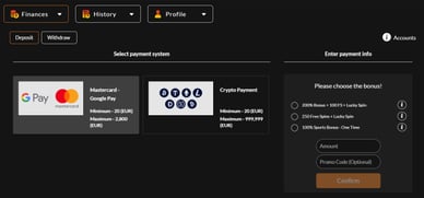 BoomingSlots Casino Einzahlungen
