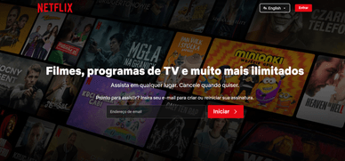 Página inicial da Netflix