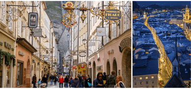 Stimmungsvoller Blick auf die Getreidegasse