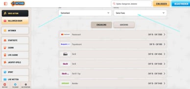 Zahlungsmethoden, die in der Schweiz im Wyns Casino verfügbar sind