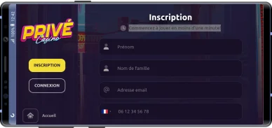 Inscription rapide sur Prive Casino.