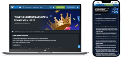 Paquete de bonos de bienvenida en 1xBet