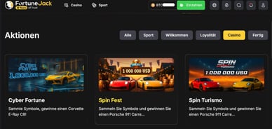 Aktionen und Werbeaktionen im Fortune Jack Casino