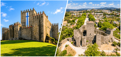 Castelo de Guimarães com Torre de Menagem e vista aérea