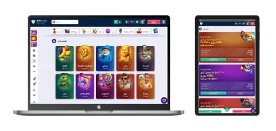 موقع SafeCasino على شاشتي حاسوب محمول وجهاز لوحي يعرض مجموعات ألعاب الكازينو المصنفة ومكافأة ترحيبية تصل إلى 1000 يورو و300 لفة مجانية