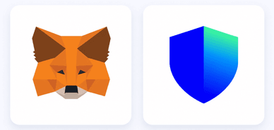 Λογότυπα MetaMask και Trust Wallet μαζί