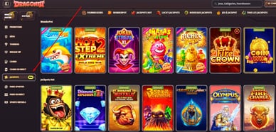 Jackpot-Spiele im Dragonia Casino