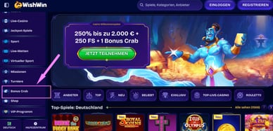 WishWin Casino mit Bonus Crab