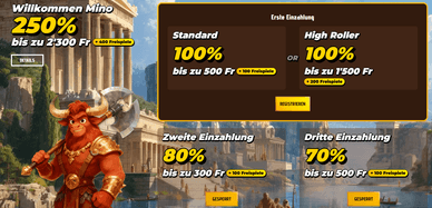 Willkommensbonus Das Willkommenspaket von MinoCasino