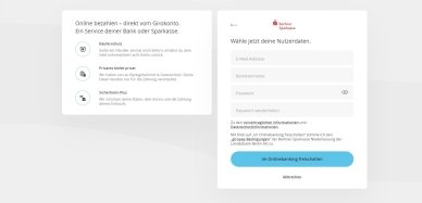 Seien Sie beim Ausfüllen vorsichtig Paydirekt-Zugangsdaten wählen